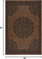 CAMILSON Outdoor Rug, 5x7 Medallion Nut Brown Black Modern Area Rugs - Image 2
