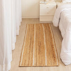 HOMEMONDE Braided Jute Runner Rug 2x6 ft Natural and Off White Stripe - Image 3