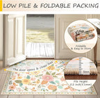 Floral 8x10 Area Rug Machine Washable Soft Print Boho Carpet Non Slip Doormat - Image 5