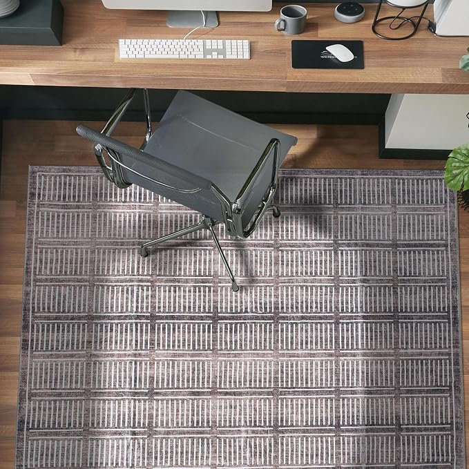 Rugshop Bohemian Stripe Lines Washable Non Slip Area Rug 3' x 5' Brown - Image 7