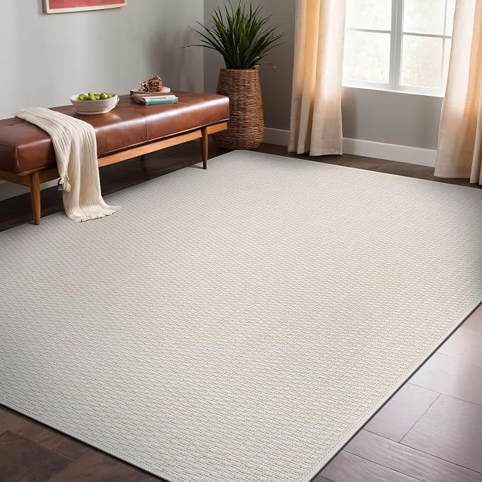 Easy Jute Rugs 5x7 White Color Living Room Indoor Outdoor Area Rug - Image 8