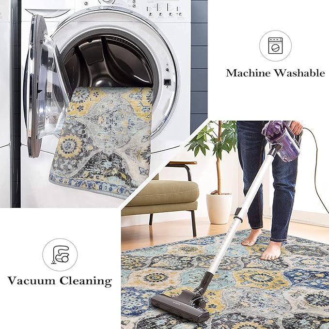 Lahome Moroccan Trellis Washable Area Rugs 5x7, 5x7 Area Rugs - Image 4
