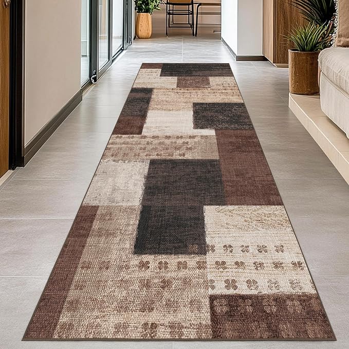 Modern Geometric Patchwork Indoor Runner Rug - Image 7