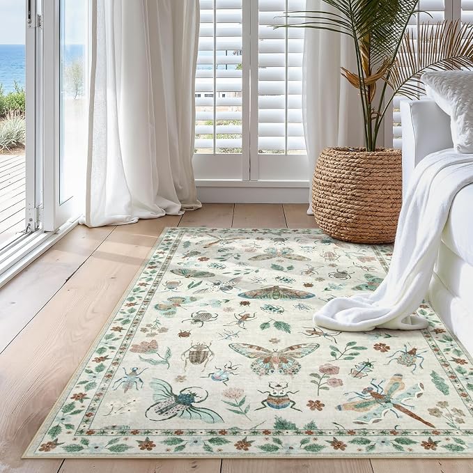 Lahome Insect Machine Washable Rug, 3x5 Rug Non Slip Soft Bedroom Rugs - Image 4