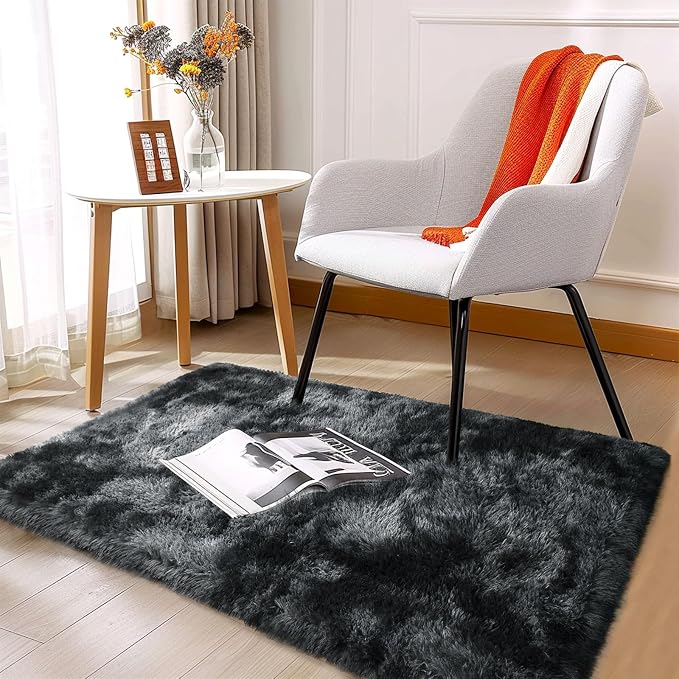 Height Pile 1.4" Plush Rug Shaggy Soft Fluffy Rug Non-Slip Indoor Floor Carpet - Image 3