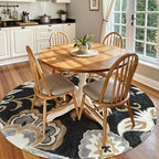 Lahome Floral Black Round Rug - 4Ft Washable Non-Slip Small Round Area Rug - Image 6