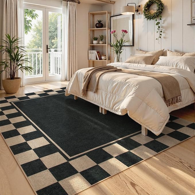 Moynesa Checkered Easy Jute Outdoor Rug 8x10 Area Rugs - Image 6
