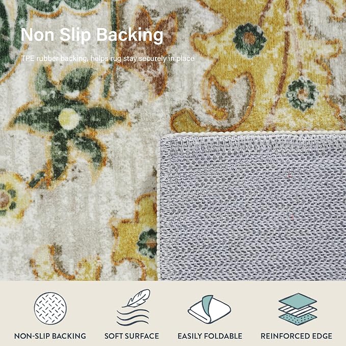 Lahome Bohemian Floral Medallion Area Rug - Image 5