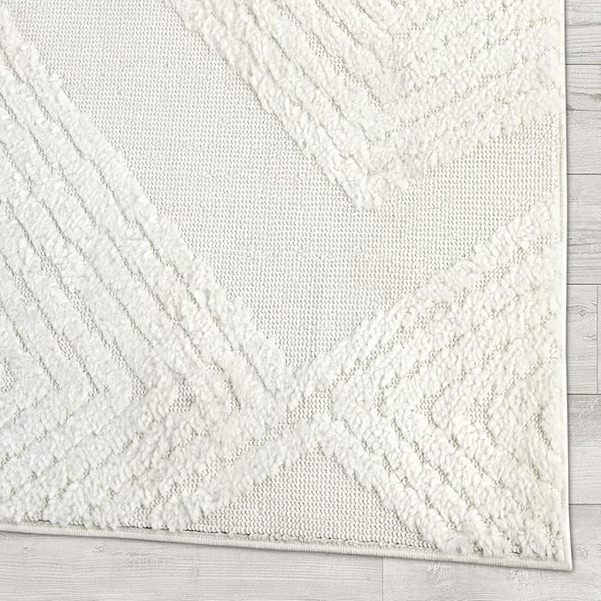 Antep Rugs Palafito 5x7 Geometric Shag Diamond High-Low Pile Textured Indoor - Image 4