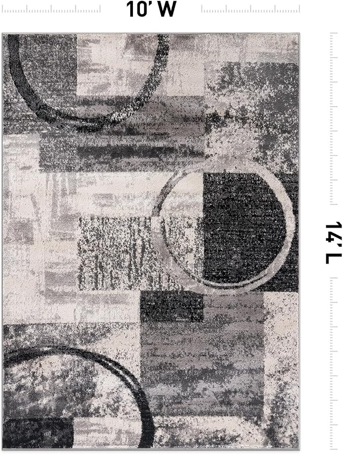 Rugshop Contemporary Circle Design Area Rug, Non-Shedding Carpet - Image 2