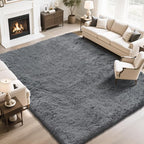 Fluffy Rug Shaggy Area Rug, Dark Grey 10x14 Area Rugs by Yongyangjuxi