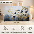 Blue Gray Flower Area Rug for Living Room, Non-Slip Backing Low Pile Modern - Image 2