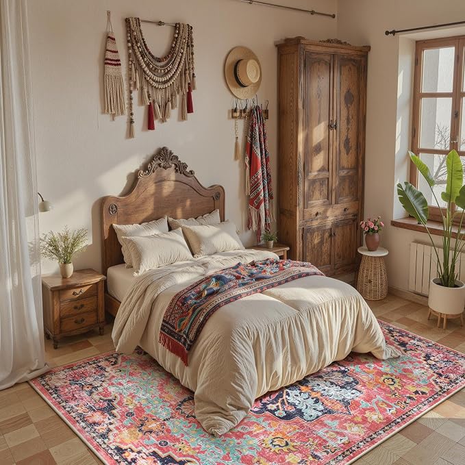 Lahome 5x7 Boho Living Room Rug Colorful Bedroom Rug, Large Bohemian Nursery - Image 3