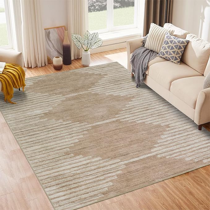 HelloTree Area Rug for Living Room 6x9 Washable Geometric Moroccan Rug Stripe by HelloTree