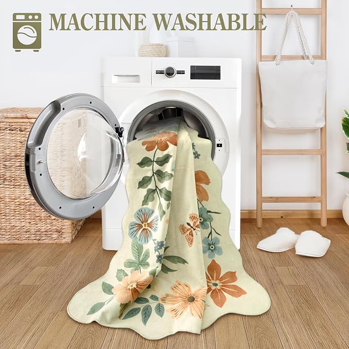 Lahome Floral Washable 6x9 Area Rugs, Soft Bedroom Rug - Image 4