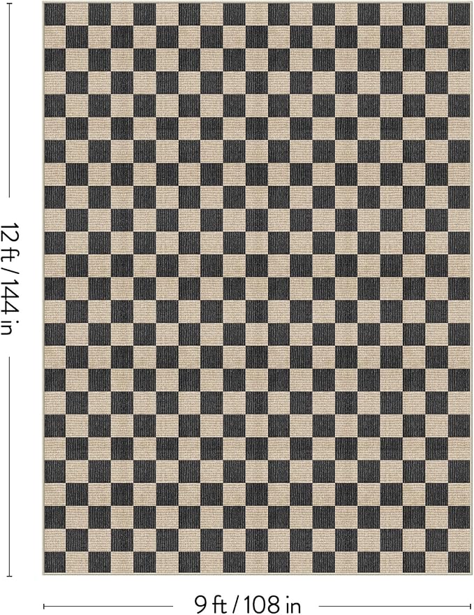 LIVEBOX 9x12 Area Rugs for Living Room, Checkered Non-Slip Washable Rugs - Image 2