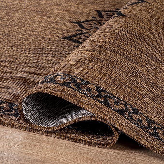 CAMILSON Outdoor Rug 6x9 Medallion Gold Modern Area Rugs - Image 3