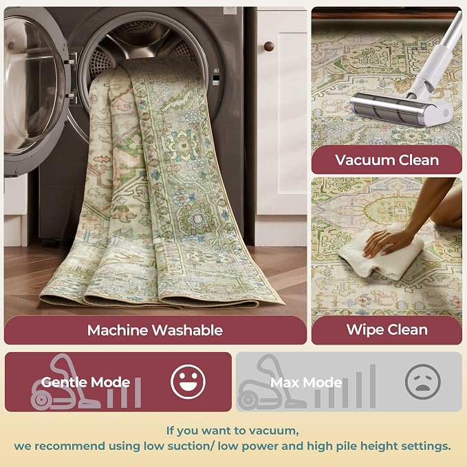 Kokia 9x12 Washable Sage Green Area Rugs - Image 5