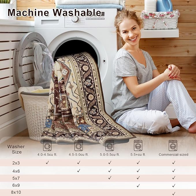 4x6 Mousse Brown Area Rug for Living Room, Machine Washable Rugs - Image 9