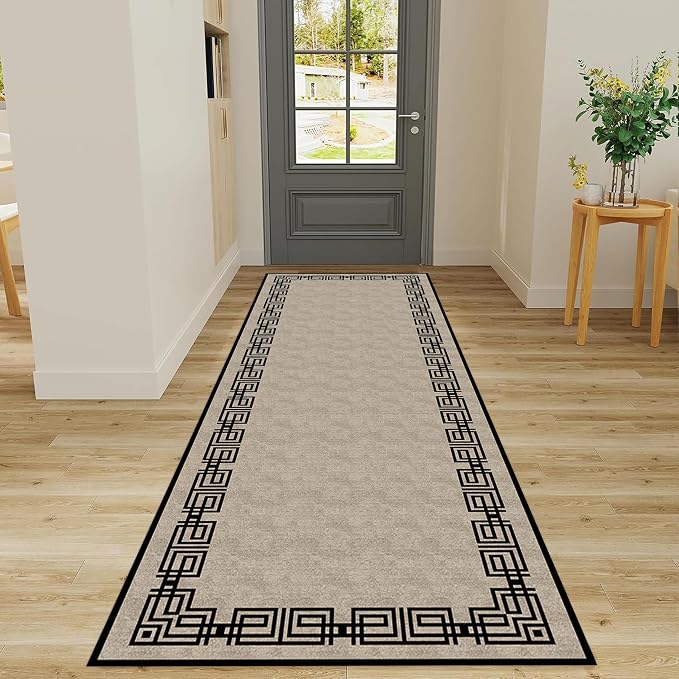 Vintage Tribal Hallway Rugs, Southwest Brown Rustic Native Ethnic Greek Key by LHOMKCV