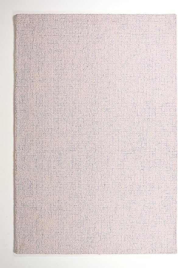 Hand-Tufted 100% Wool Pile Area Rug – Geometric Textured Grid Check Pattern – - Image 2