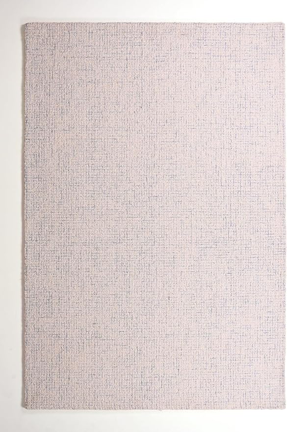 Hand-Tufted 100% Wool Pile Area Rug – Geometric Textured Grid Check Pattern – - Image 2
