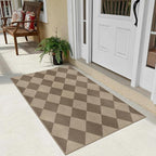 Easy Jute Checkered Entryway Rug, 2.6x4 Brown Modern Indoor Outdoor Doormat - Image 6