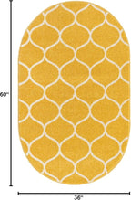 Rugs.com Lattice Frieze Collection Rug – 3' 3 x 5' 3 Oval Yellow Medium Rug - Image 2