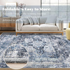 Area Rug 8x10 Washable Rug, Vintage Boho Medallion Rugs Non-Slip Soft Low Pile - Image 7