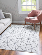 Rugs.com Lattice Trellis Collection Rug – 6' x 9' White Low-Pile Rug Perfect - Image 6