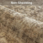 FMFUNCTEX 3x10 Runner Rug Brown Washable Vintage Neutral Distressed Non Slip - Image 6