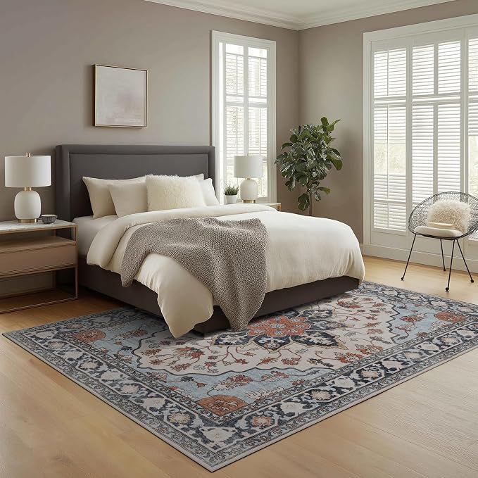 Washable Rugs 5x7 Area Rugs for Living Room, Thin Carpet for Bedroom, Soft Faux - Image 3