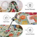 5x7 Washable Rug for Living Room, Non Slip Low Pile Soft Flower Carpet - Image 6