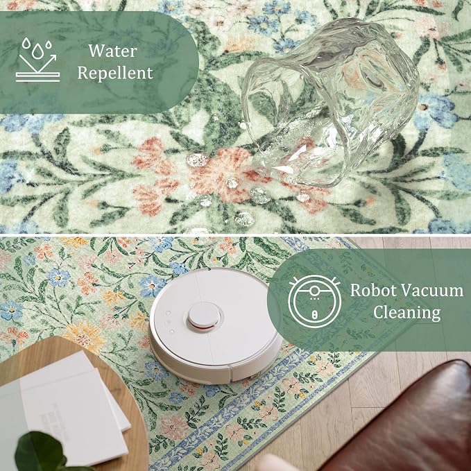 Morebes Washable Kitchen Runner Rug 2x6, Vintage Flower Soft Ultra-Thin Indoor - Image 6