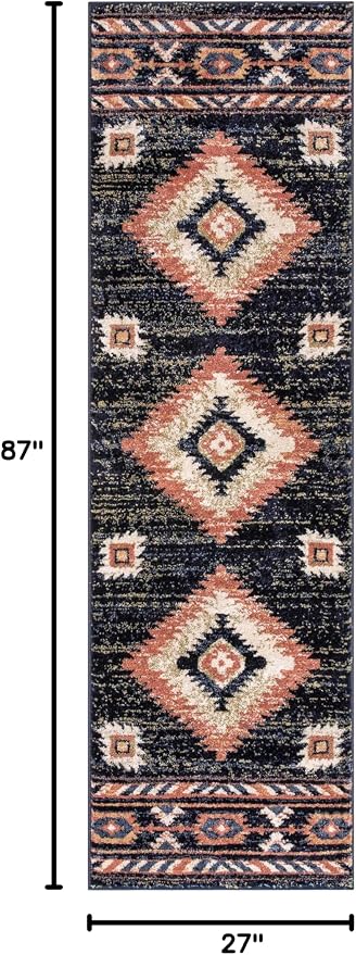 Well Woven Tulsa Lea Blue Traditional Southwestern Tribal 2'3" x 7'3" Runner Rug - Image 2