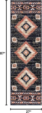 Well Woven Tulsa Lea Blue Traditional Southwestern Tribal 2'3" x 7'3" Runner Rug - Image 2