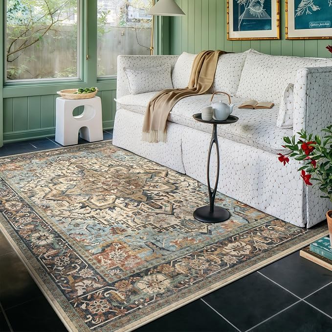 4x6 Machine Washable Area Rug for Living Room, Kids and Pets Friendly for by GERUIMO