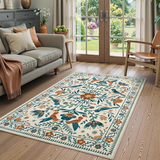 Moynesa 3x5 Entryway Rug Indoor, Modern Bohemian Washable Non-Slip Low Pile by Moynesa