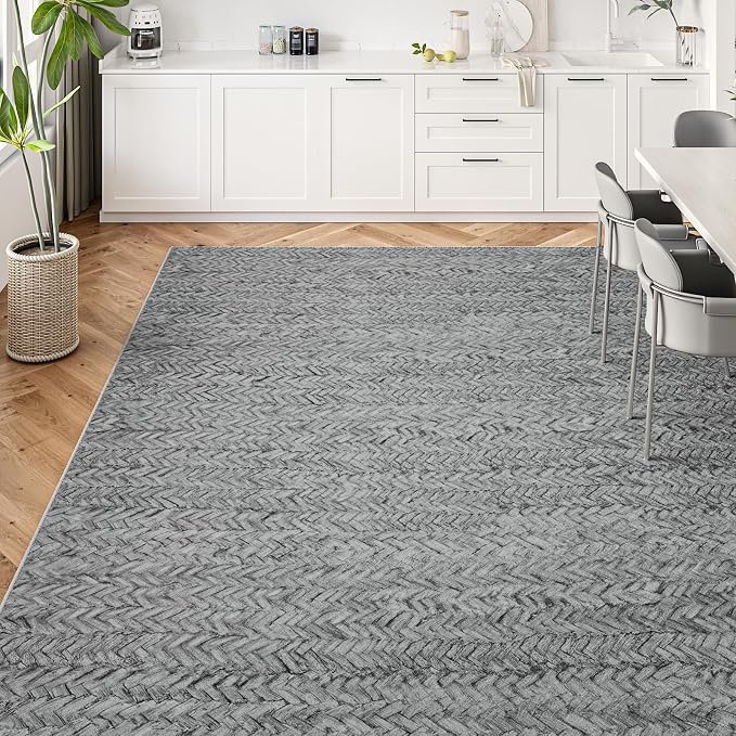 Eleisa Modern Vintage 8x10 Herringbone Chevron Area Rug - Image 2