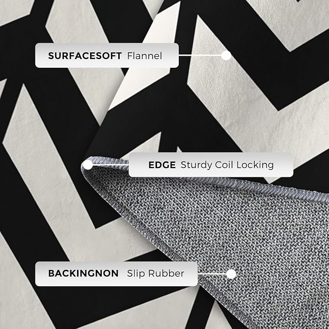 2x3 Black and White Chevron Throw Rugs - Image 5