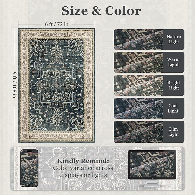 Distressed Farmhouse Area Rugs 6x9 - Image 2