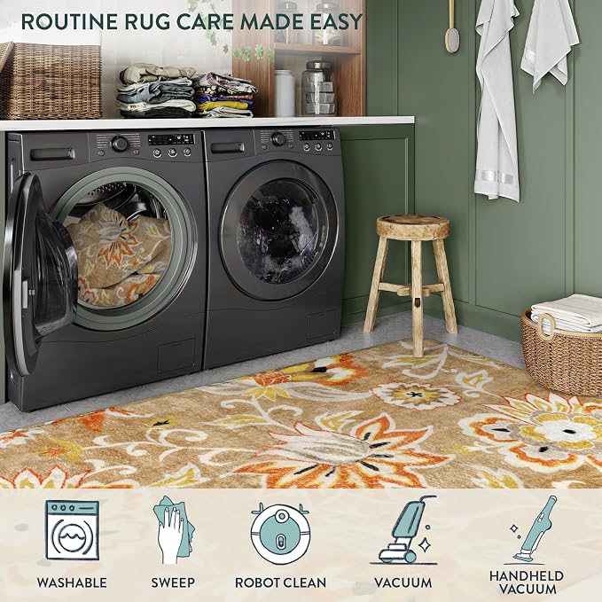 Lahome Floral Washable 2x3 Area Rug, Non-Slip Small Door Rugs - Image 6
