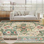 Area Rug 5x7 Washable Rug, Vintage Boho Medallion Rugs Non-Slip Soft Low Pile - Image 7