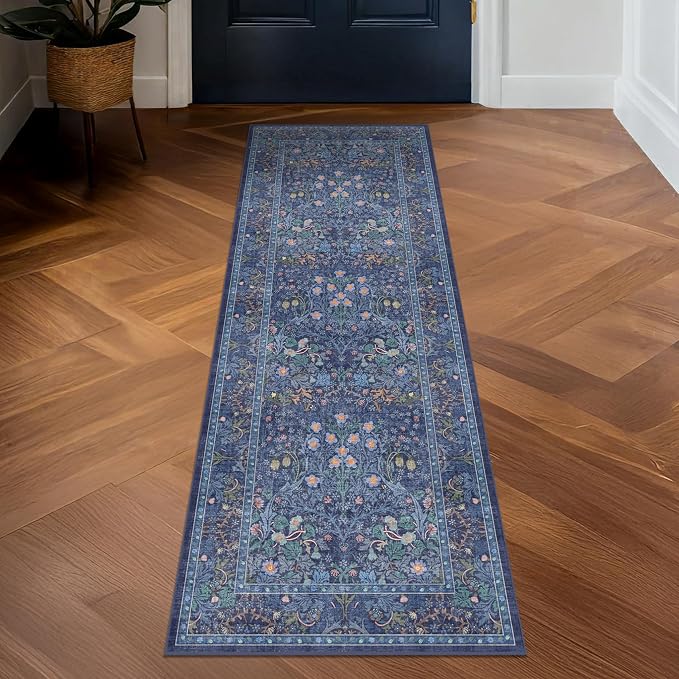 Non Slip 2x6 Dark Blue Kitchen Runner Rug - Image 3