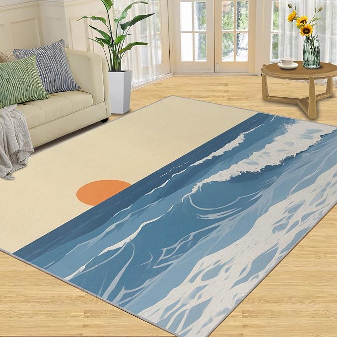 Boho Sun Area Rugs 6x8ft, Abstraction Deco Living Room Area Rug, Minimalist - Image 3