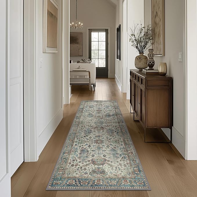 Bavni Bedroom Rug Runners for Hallways, Washable Runner Rug 2x10, Low Pile by BAVNI