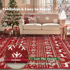Christmas Rug 8x10 Washable Rugs, Boho Christmas Tree Snowflake Rug Non-Slip - Image 7