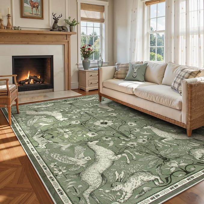 Lahome Boho Animal 6x9 Washable Living Room Area Rugs, Botanical Large Boho Non - Image 8