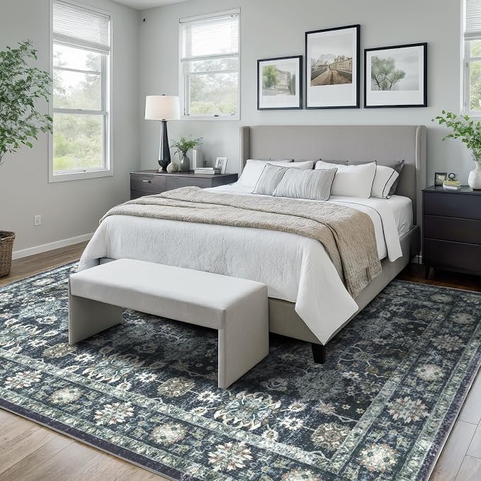Washable 8×10 Area Rug for Living Room, Vintage Floral Rug Soft Non Slip Stain - Image 2
