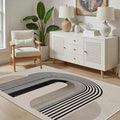 Modern Washable Rug for Living Room 4x5, Boho Abstract Striped Area Rugs by Unknown